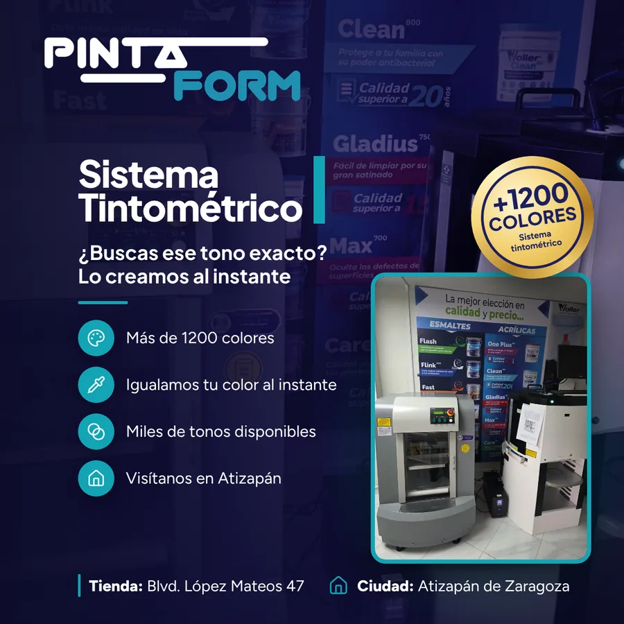 Sistema tintométrico de Pinta Form con más de 1200 colores